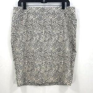 Rachel Zoe Animal Print Skirt Black/Cream SZ 14